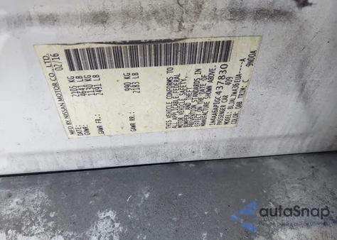 2016 Nissan Maxima 3.5 Sv from USA, damaged, VIN 1N4AA6AP1GC437830